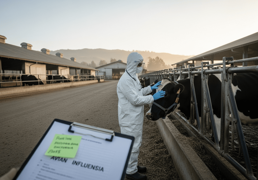Veterinary Clinic image illustrating Avian influenza discovered in California dairy farms